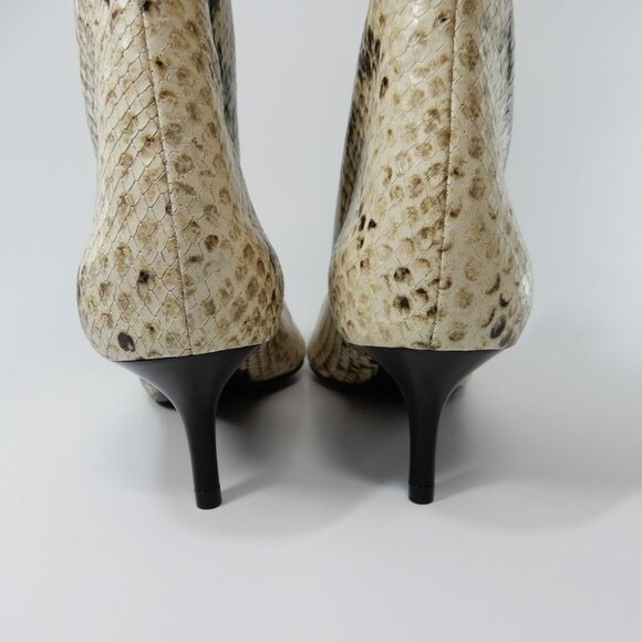 SCHUTZ Frances Pointed Toe Bootie Sz 7 Kitten Heel Cream Beige Snake Leather NEW - Picture 6 of 12